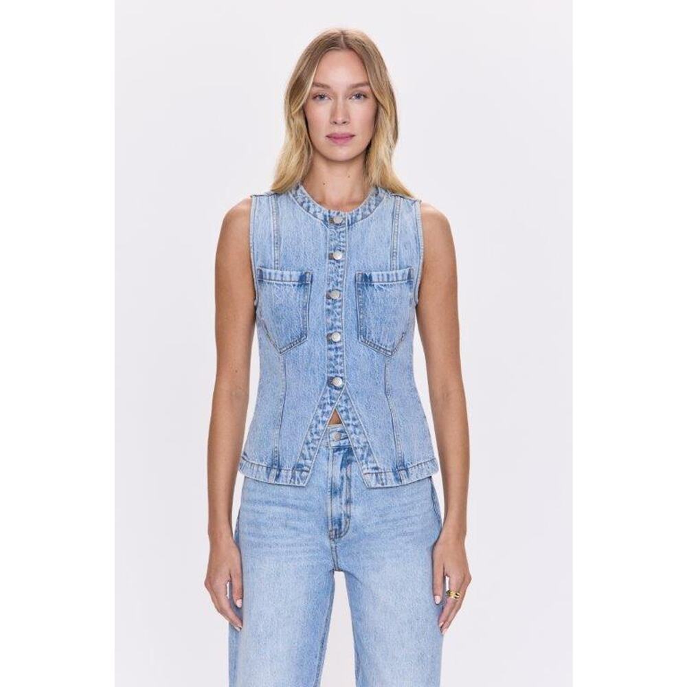 pistola Light Wash Denim Button-Front Vest
